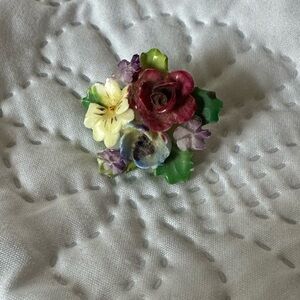Vintage English porcelain flower brooch, Made in England brooch